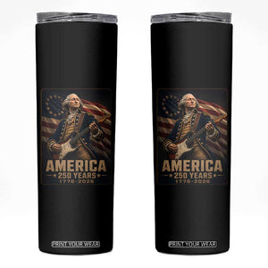 George Washington Playing Guitar USA 250th Anniversary Vintage 4th of July Skinny Tumbler