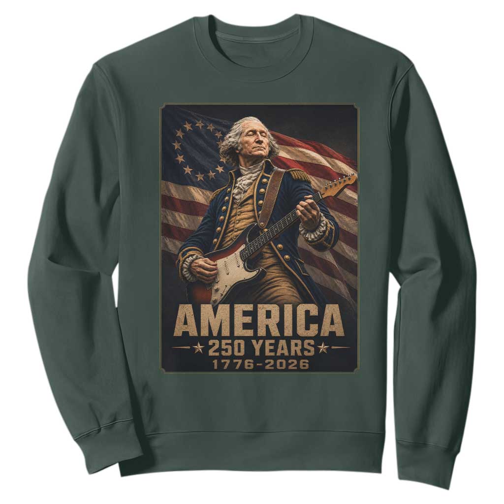 George Washington Playing Guitar USA 250th Anniversary Vintage 4th of July Sweatshirt