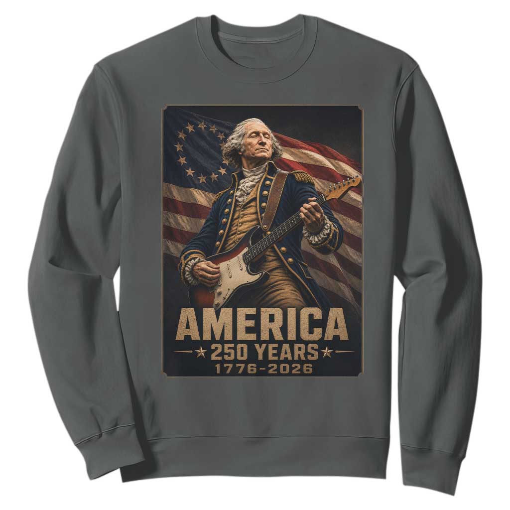 George Washington Playing Guitar USA 250th Anniversary Vintage 4th of July Sweatshirt