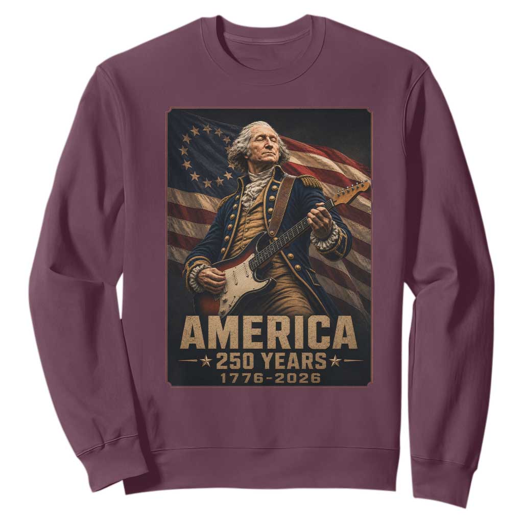 George Washington Playing Guitar USA 250th Anniversary Vintage 4th of July Sweatshirt