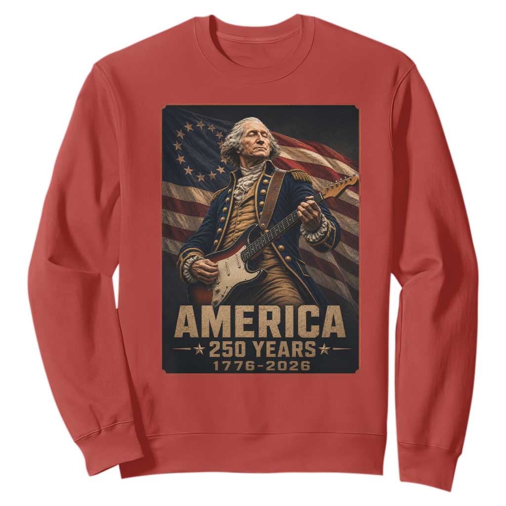 George Washington Playing Guitar USA 250th Anniversary Vintage 4th of July Sweatshirt