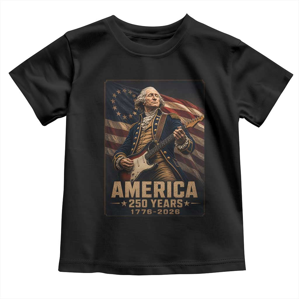 George Washington Playing Guitar USA 250th Anniversary Vintage 4th of July Toddler T Shirt TS11 Black Print Your Wear