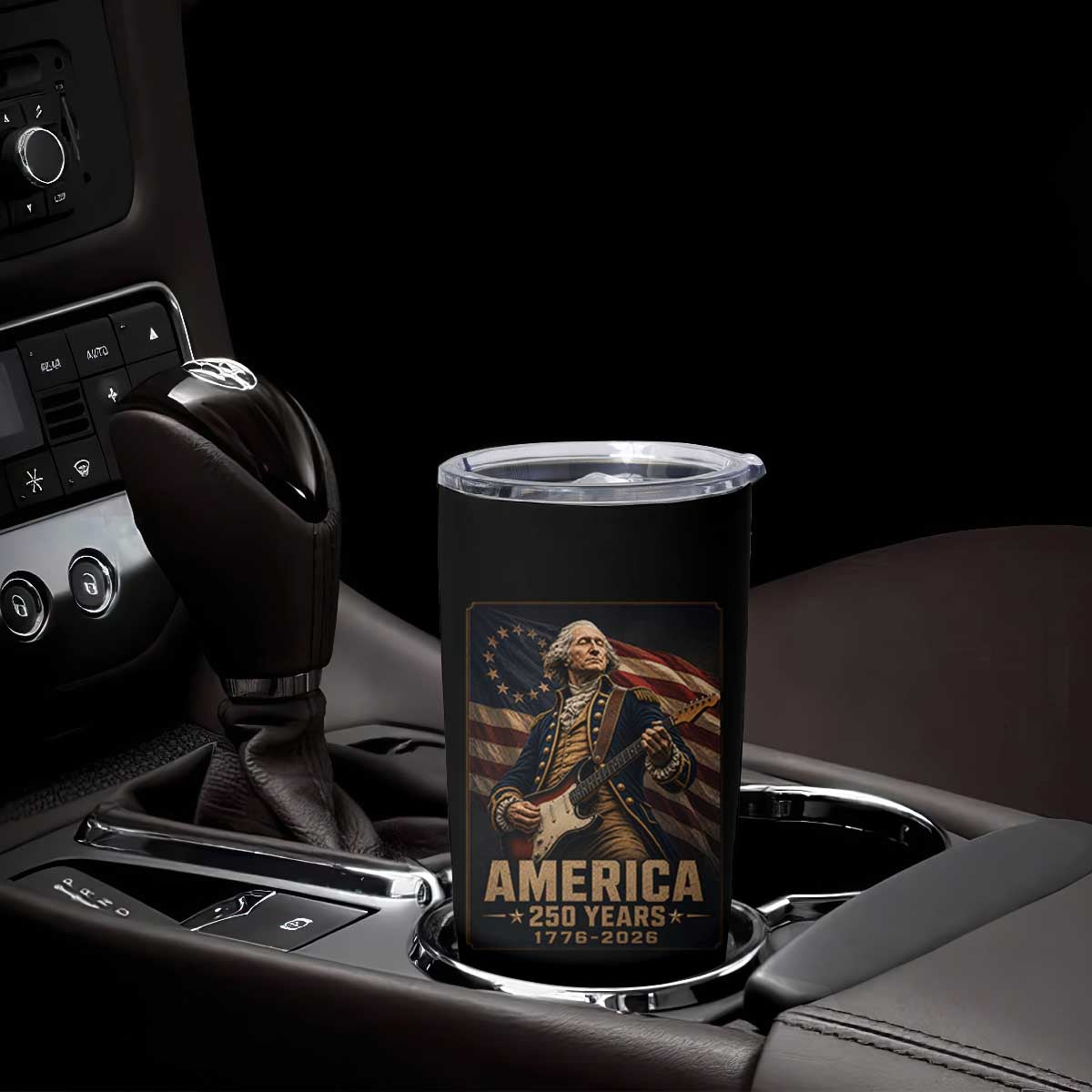 George Washington Playing Guitar USA 250th Anniversary Vintage 4th of July Tumbler Cup