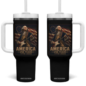 George Washington Playing Guitar USA 250th Anniversary Vintage 4th of July Tumbler With Handle
