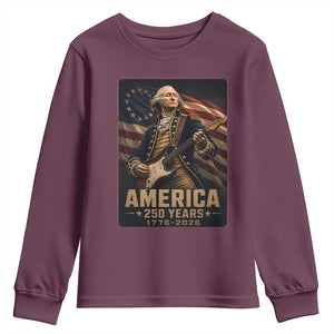 George Washington Playing Guitar USA 250th Anniversary Vintage 4th of July Youth Sweatshirt