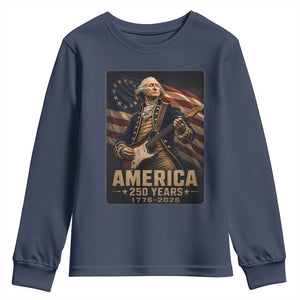 George Washington Playing Guitar USA 250th Anniversary Vintage 4th of July Youth Sweatshirt