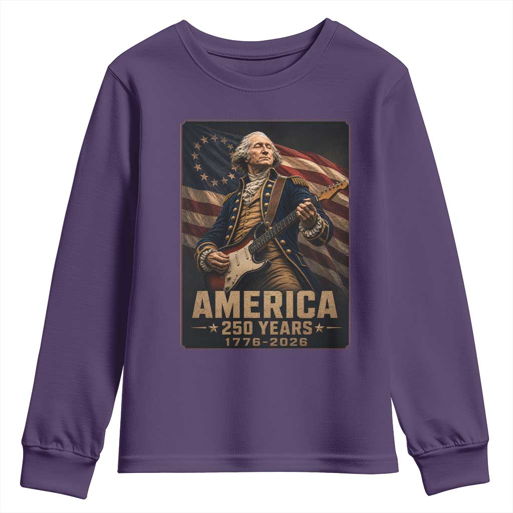 George Washington Playing Guitar USA 250th Anniversary Vintage 4th of July Youth Sweatshirt