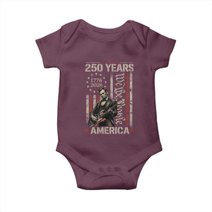 Abraham Lincoln Playing Guitar 4th July 250 Years America Baby Onesie TS11 Maroon Print Your Wear