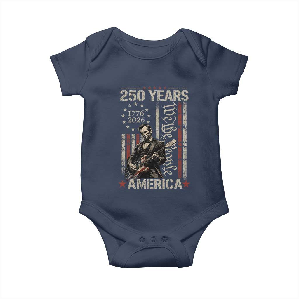 Abraham Lincoln Playing Guitar 4th July 250 Years America Baby Onesie TS11 Navy Print Your Wear