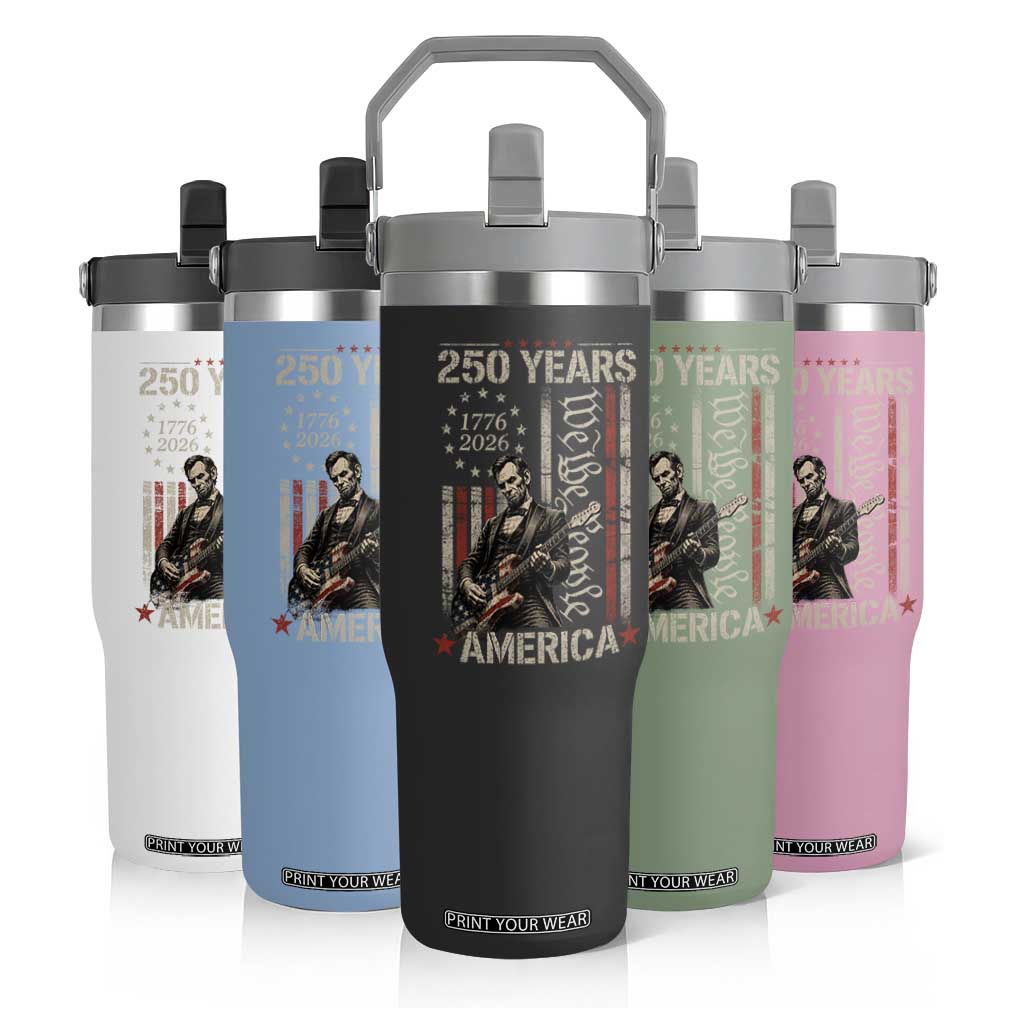 Abraham Lincoln Playing Guitar 4th July 250 Years America Flip Straw Tumbler TS11 Print Your Wear