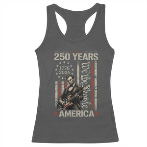 Abraham Lincoln Playing Guitar 4th July 250 Years America Racerback Tank Top TS11 Dark Heather Print Your Wear