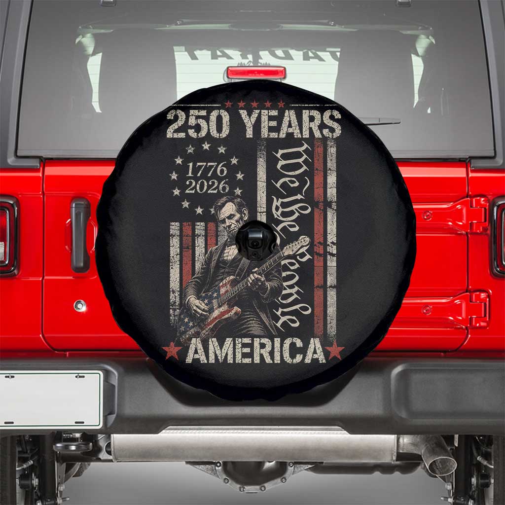 Abraham Lincoln Playing Guitar 4th July 250 Years America Spare Tire Cover TS11 Black Print Your Wear