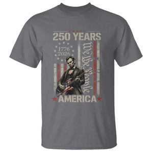 Abraham Lincoln Playing Guitar 4th July 250 Years America T Shirt TS11 Charcoal Print Your Wear