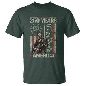 Abraham Lincoln Playing Guitar 4th July 250 Years America T Shirt TS11 Dark Forest Green Print Your Wear
