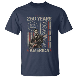 Abraham Lincoln Playing Guitar 4th July 250 Years America T Shirt TS11 Navy Print Your Wear