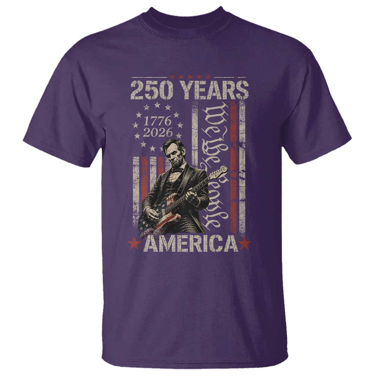 Abraham Lincoln Playing Guitar 4th July 250 Years America T Shirt TS11 Purple Print Your Wear