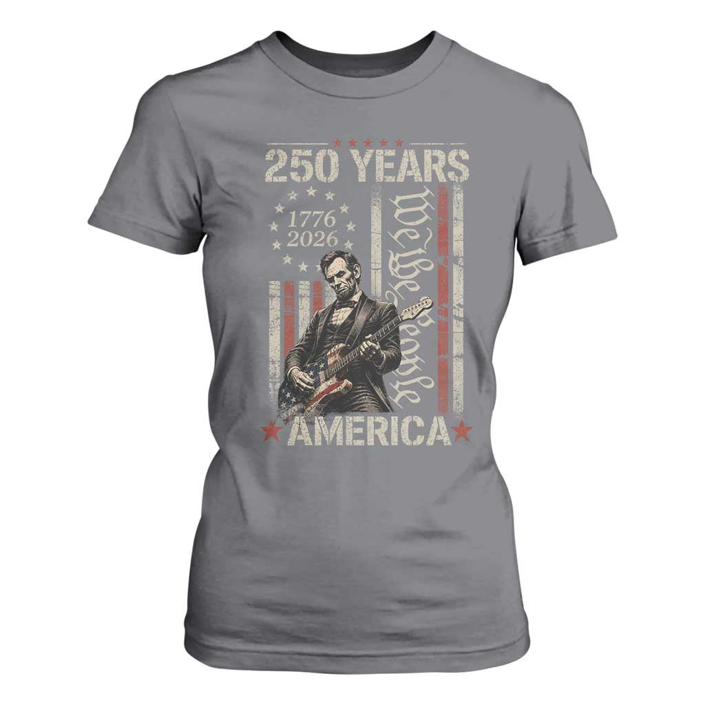 Abraham Lincoln Playing Guitar 4th July 250 Years America T Shirt For Women TS11 Charcoal Print Your Wear