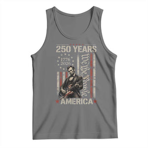 Abraham Lincoln Playing Guitar 4th July 250 Years America Tank Top TS11 Black Heather Print Your Wear