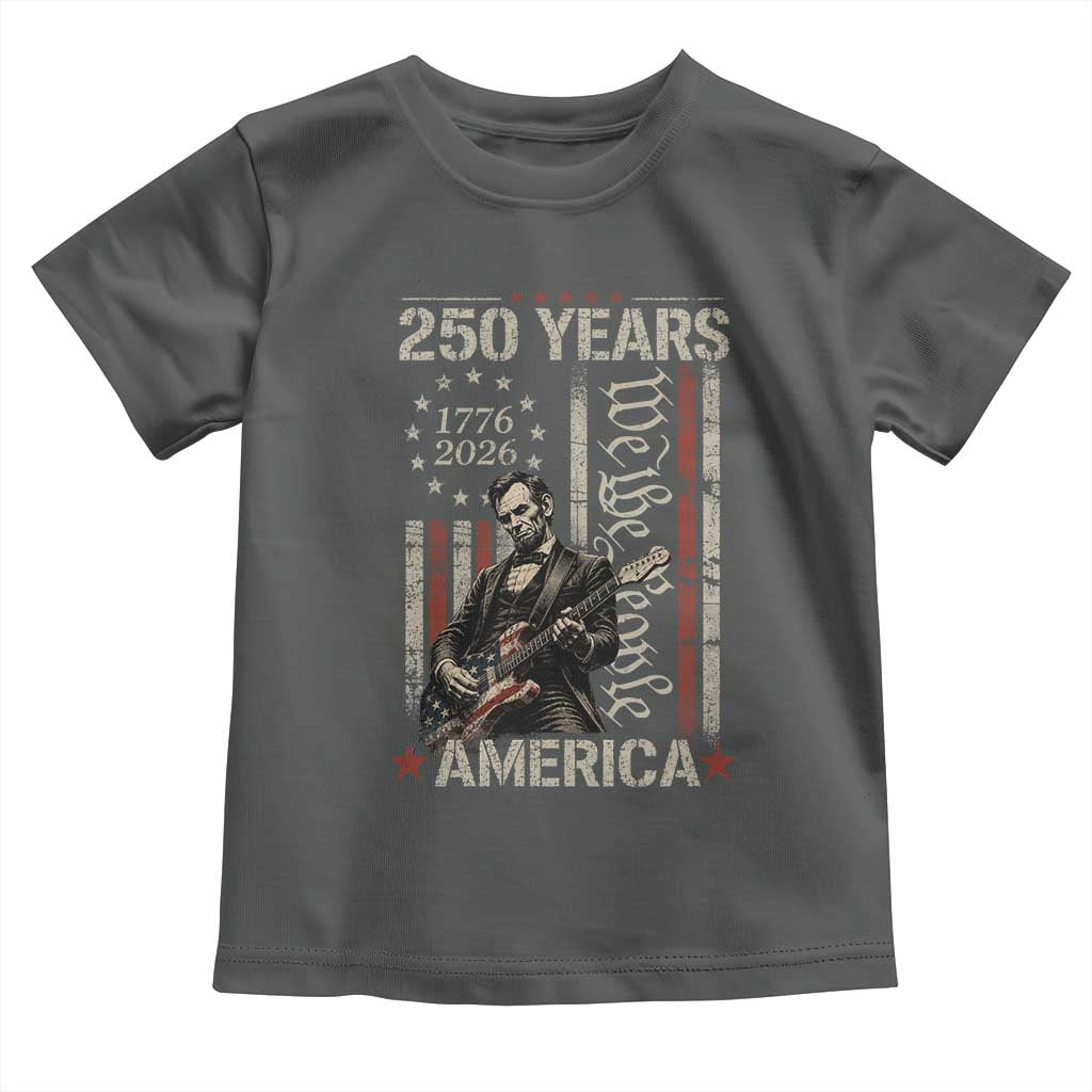 Abraham Lincoln Playing Guitar 4th July 250 Years America Toddler T Shirt TS11 Dark Heather Print Your Wear