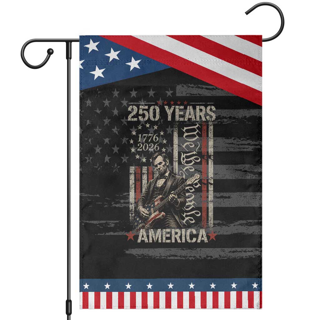 Abraham Lincoln Playing Guitar 4th July 250 Years America Patriotic Garden Flag TS11 Distressed Black Blue Print Your Wear