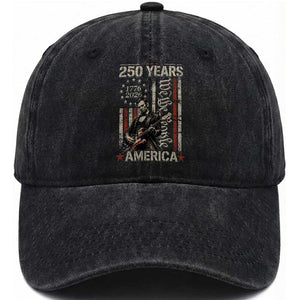Abraham Lincoln Playing Guitar 4th July 250 Years America Washed Cotton Baseball Cap TS11 Print Your Wear