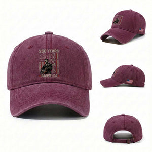 Abraham Lincoln Playing Guitar 4th July 250 Years America Washed Cotton Baseball Cap TS11 Washed Cap Universal Fit Burgundy Print Your Wear