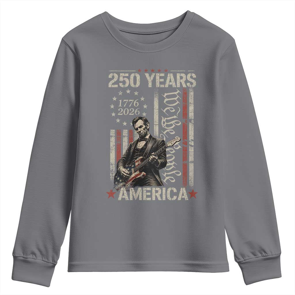 Abraham Lincoln Playing Guitar 4th July 250 Years America Youth Sweatshirt TS11 Charcoal Print Your Wear
