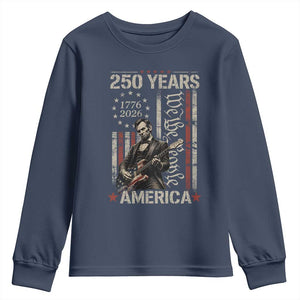 Abraham Lincoln Playing Guitar 4th July 250 Years America Youth Sweatshirt TS11 Navy Print Your Wear