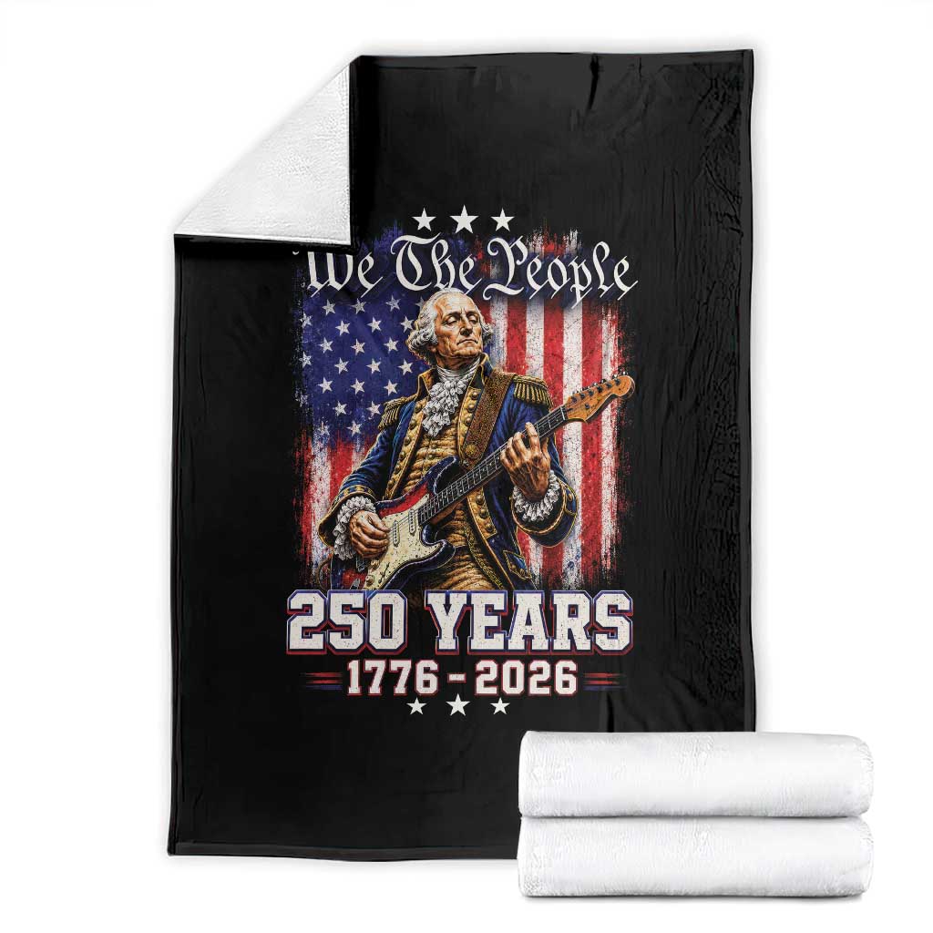 George Washington Playing Guitar 250th Anniversary USA Throw Blanket We The People 250 Years 1776 2026