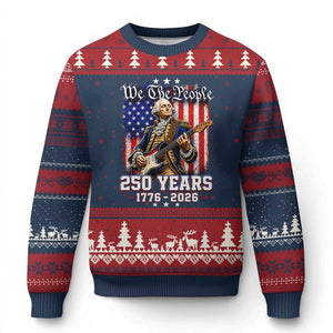 George Washington Playing Guitar 250th Anniversary USA Ugly Christmas Sweater We The People 250 Years 1776 2026