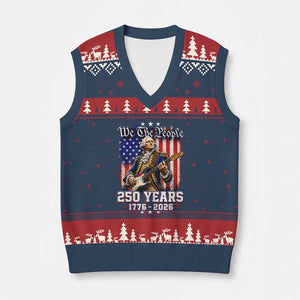 George Washington Playing Guitar 250th Anniversary USA V-Neck Knit Sweater Vest We The People 250 Years 1776 2026