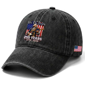 George Washington Playing Guitar 250th Anniversary USA Washed Cotton Baseball Cap We The People 250 Years 1776 2026