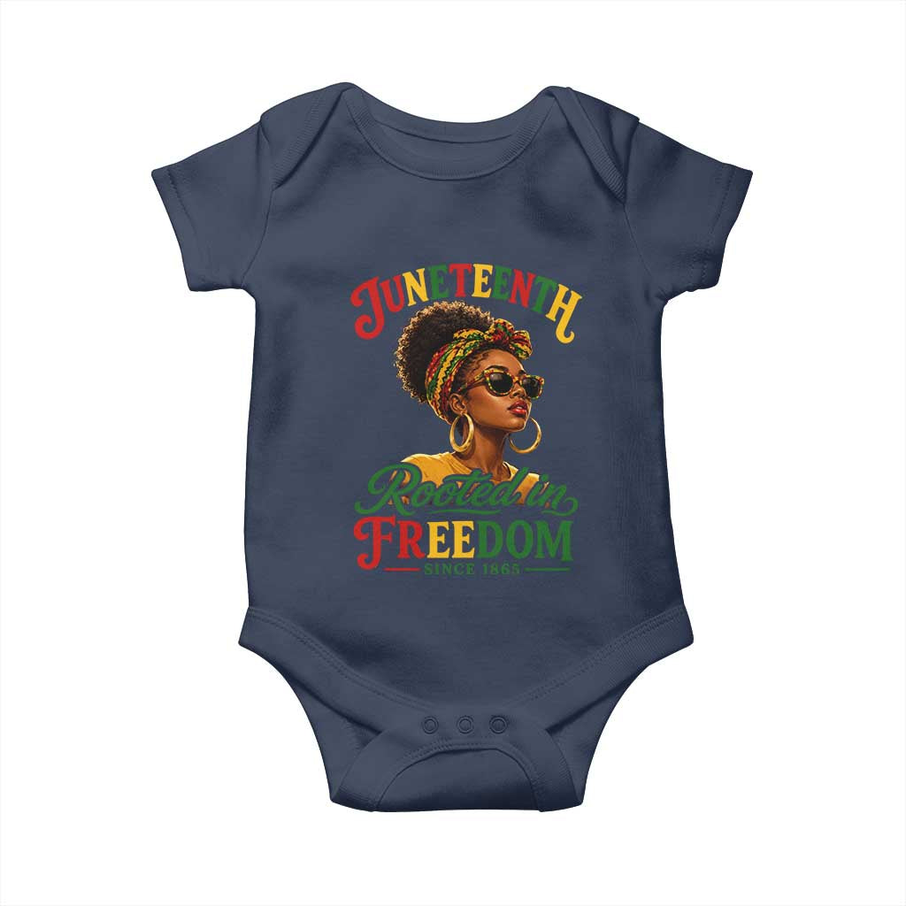 Juneteenth Rooted In Freedom Since 1865 Baby Onesie Black Women African American TS11 Navy Print Your Wear