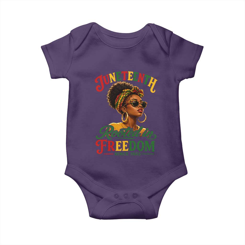 Juneteenth Rooted In Freedom Since 1865 Baby Onesie Black Women African American TS11 Purple Print Your Wear