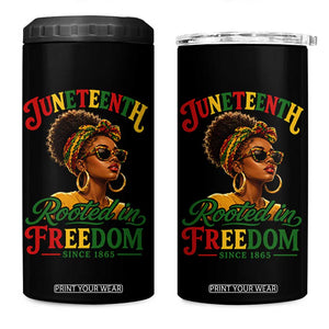 Juneteenth Rooted In Freedom Since 1865 4 in 1 Can Cooler Tumbler Black Women African American TS11 One Size: 16 oz Black Print Your Wear
