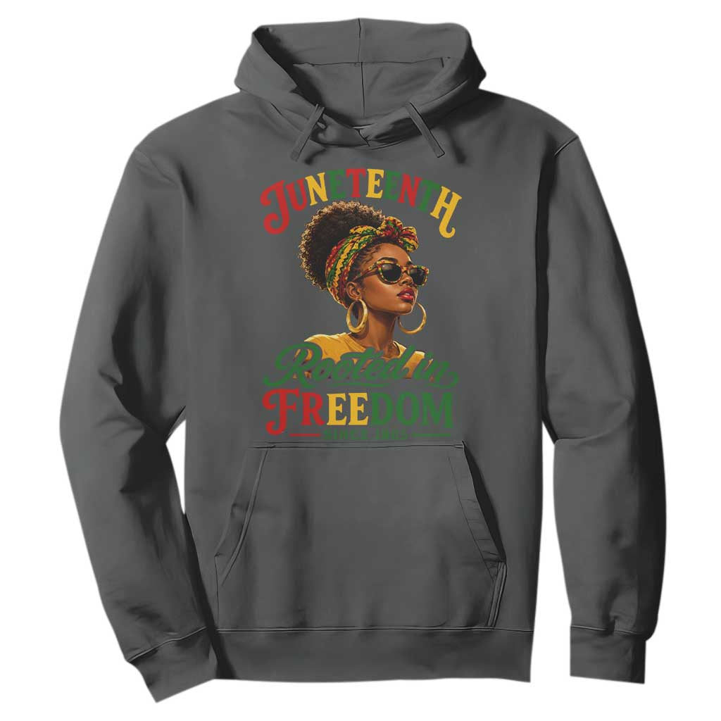 Juneteenth Rooted In Freedom Since 1865 Hoodie Black Women African American TS11 Dark Heather Print Your Wear