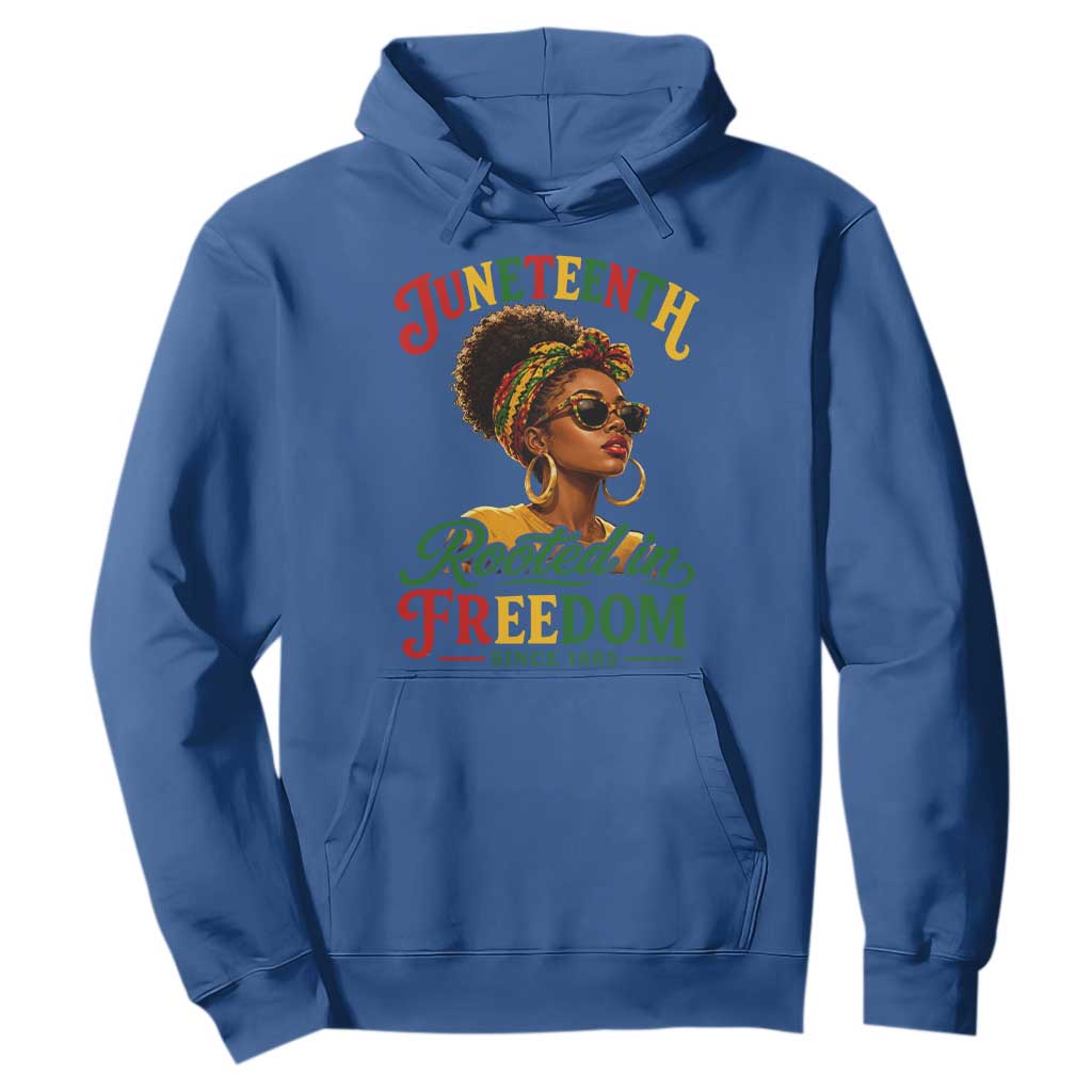 Juneteenth Rooted In Freedom Since 1865 Hoodie Black Women African American TS11 Royal Blue Print Your Wear