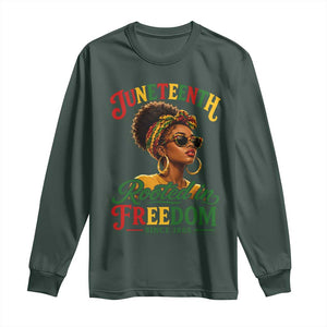 Juneteenth Rooted In Freedom Since 1865 Long Sleeve Shirt Black Women African American TS11 Dark Forest Green Print Your Wear