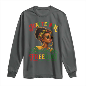Juneteenth Rooted In Freedom Since 1865 Long Sleeve Shirt Black Women African American TS11 Dark Heather Print Your Wear