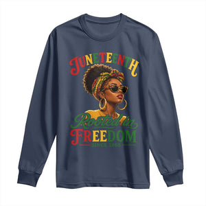 Juneteenth Rooted In Freedom Since 1865 Long Sleeve Shirt Black Women African American TS11 Navy Print Your Wear