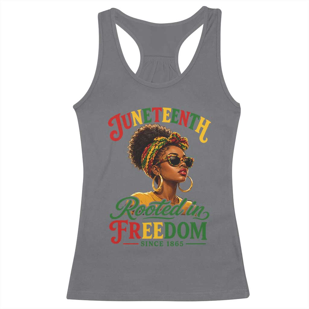 Juneteenth Rooted In Freedom Since 1865 Racerback Tank Top Black Women African American TS11 Charcoal Print Your Wear
