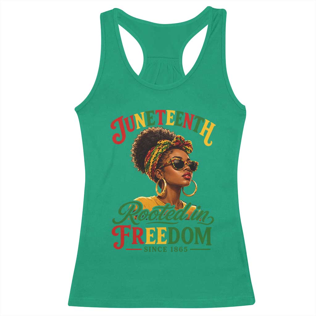 Juneteenth Rooted In Freedom Since 1865 Racerback Tank Top Black Women African American TS11 Irish Green Print Your Wear