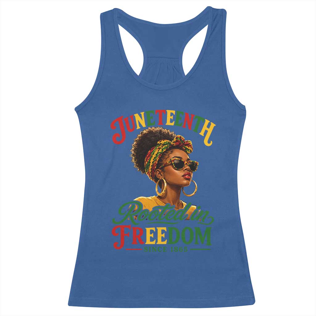 Juneteenth Rooted In Freedom Since 1865 Racerback Tank Top Black Women African American TS11 Royal Blue Print Your Wear