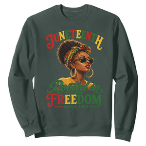 Juneteenth Rooted In Freedom Since 1865 Sweatshirt Black Women African American TS11 Dark Forest Green Print Your Wear