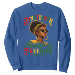 Juneteenth Rooted In Freedom Since 1865 Sweatshirt Black Women African American TS11 Royal Blue Print Your Wear