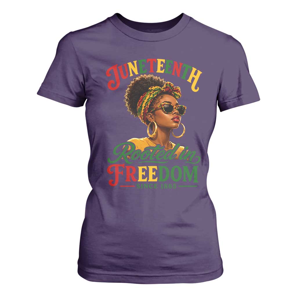 Juneteenth Rooted In Freedom Since 1865 T Shirt For Women Black Women African American TS11 Purple Print Your Wear