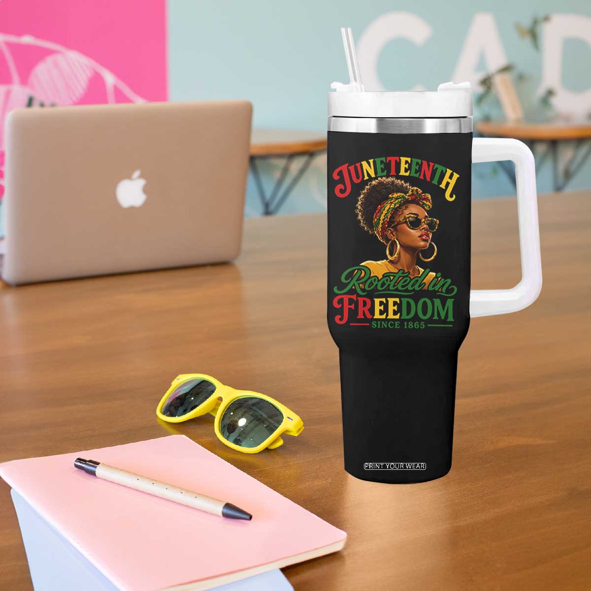 Juneteenth Rooted In Freedom Since 1865 Tumbler With Handle Black Women African American TS11 Print Your Wear