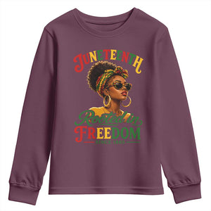Juneteenth Rooted In Freedom Since 1865 Youth Sweatshirt Black Women African American TS11 Maroon Print Your Wear