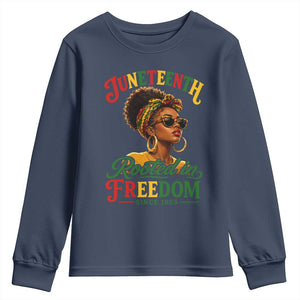 Juneteenth Rooted In Freedom Since 1865 Youth Sweatshirt Black Women African American TS11 Navy Print Your Wear