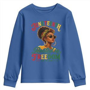 Juneteenth Rooted In Freedom Since 1865 Youth Sweatshirt Black Women African American TS11 Royal Blue Print Your Wear